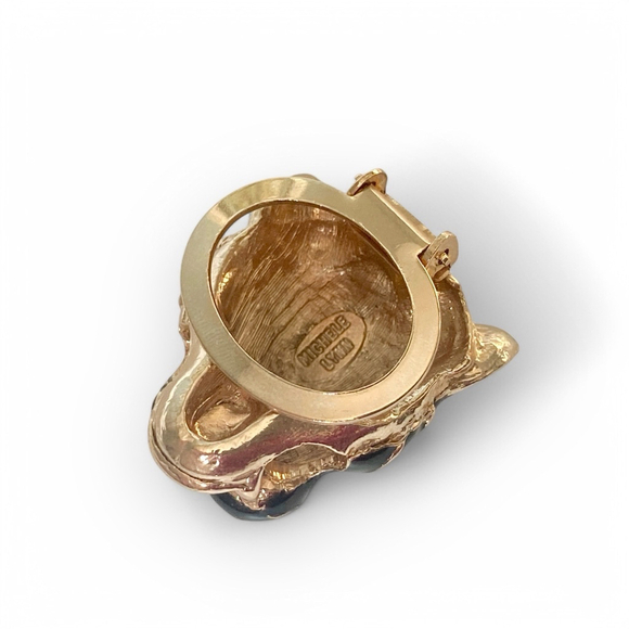 Vintage Michele Lynn Panther Cat Scarf Clip Brooch Black Gold Tiger - Picture 5 of 5